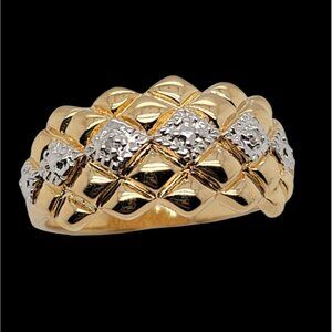 Designer Gold Plate over Sterling Silver & CZ Size 8 Ring! 149